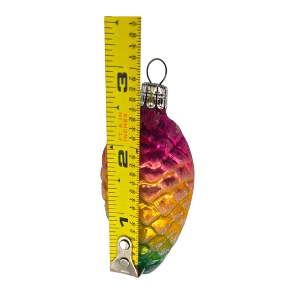 Vtg Czechoslovakian Blown Glass Pinecone Christmas Ornament Gradient 3.5" Czech - Picture 7 of 7